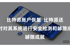 比特派账户恢复  比特派还按时对其系统进行安全检测和罅隙成就